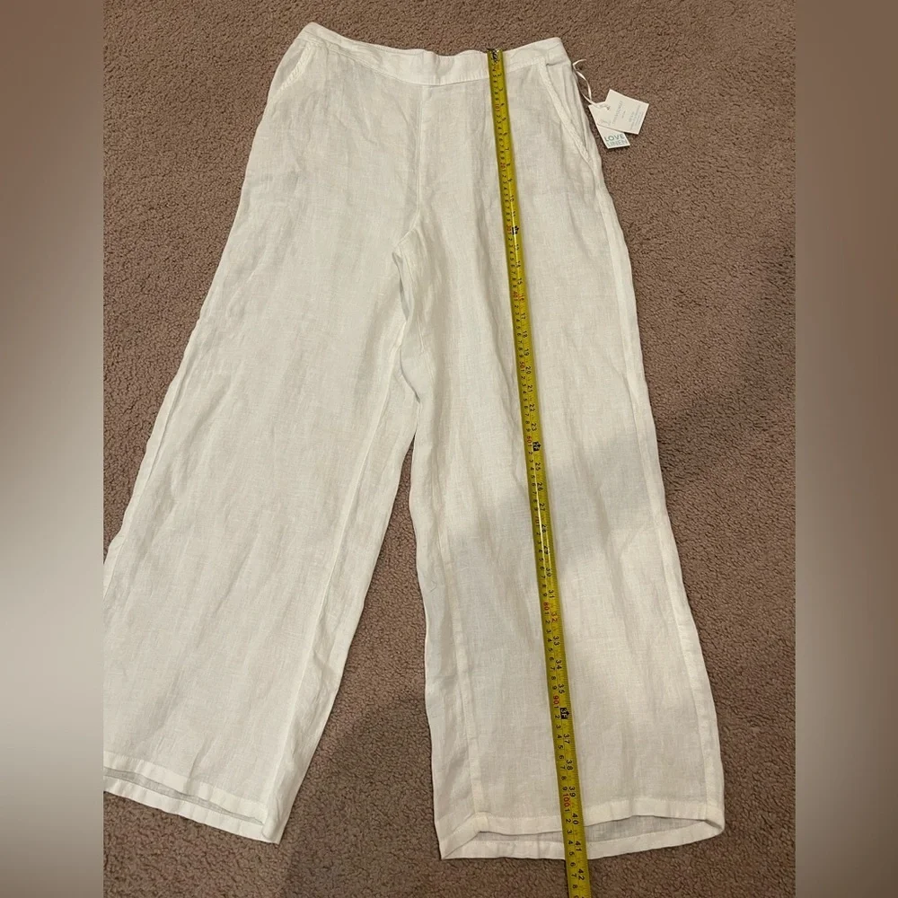 CYNTHIA ROWLEY White Linen Flare Wide-leg Pants - Picture 7 of 10